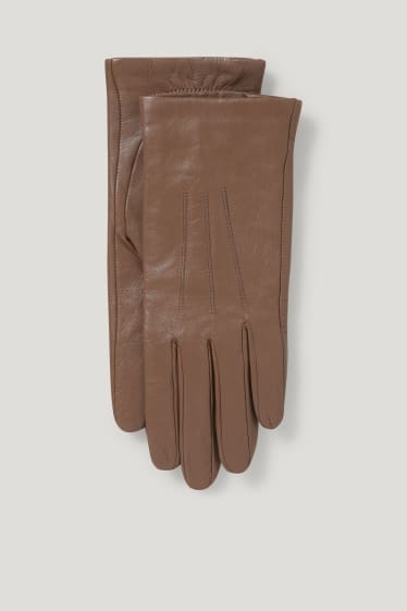 Femmes - Gants en cuir à fonction tactile - marron clair