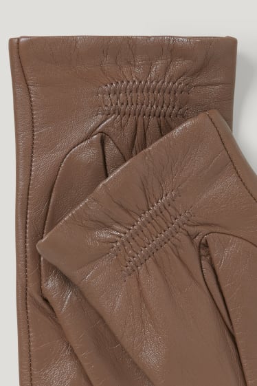 Femmes - Gants en cuir à fonction tactile - marron clair