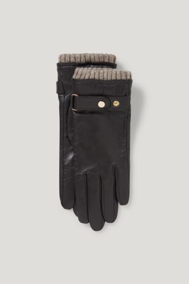 Femmes - Gants en cuir à fonction tactile - marron