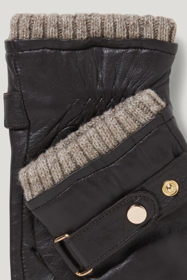 Femmes - Gants en cuir à fonction tactile - marron