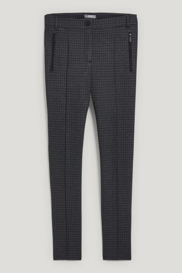 Donna - Pantaloni di jersey - slim fit - da materiali riciclati - fantasia - nero / grigio