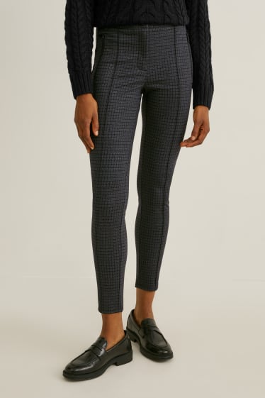 Donna - Pantaloni di jersey - slim fit - da materiali riciclati - fantasia - nero / grigio