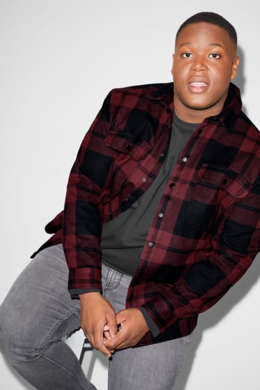 Exclu web - CLOCKHOUSE - chemise - relaxed fit - col kent - à carreaux - rouge foncé