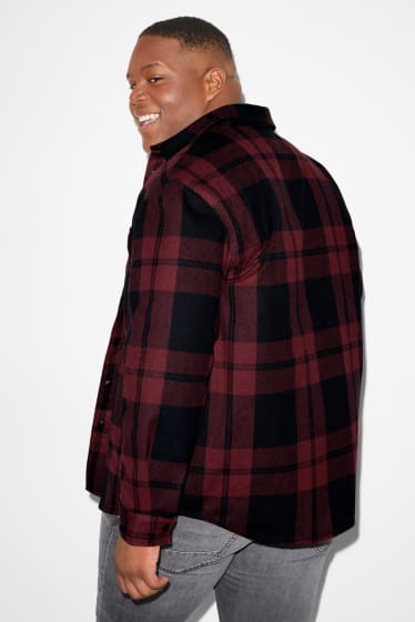 Exclu web - CLOCKHOUSE - chemise - relaxed fit - col kent - à carreaux - rouge foncé