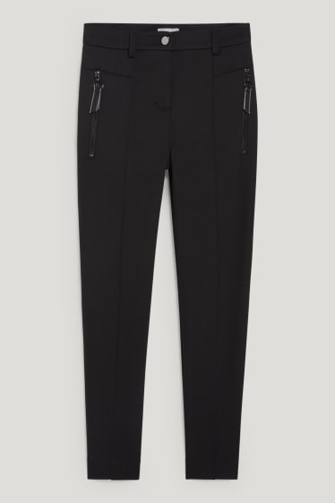 Damen - Stoffhose - Mid Waist - Slim Fit - schwarz