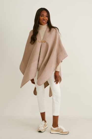 Damen - Poncho - taupe