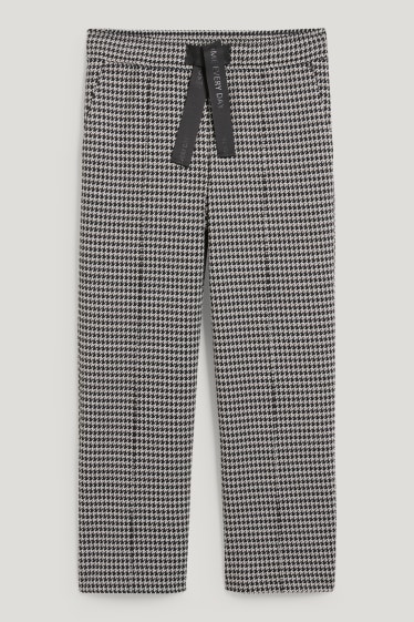 Donna - Pantaloni di jersey - gamba ampia - a quadretti - nero / bianco