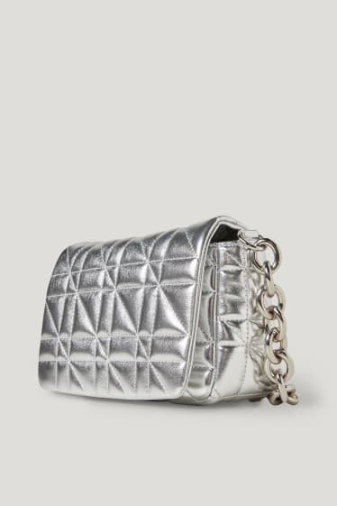 Femmes - Sac à bandoulière - similicuir - brillant - argent
