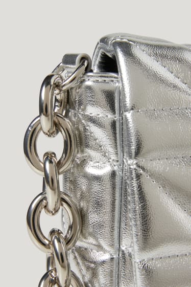 Femmes - Sac à bandoulière - similicuir - brillant - argent