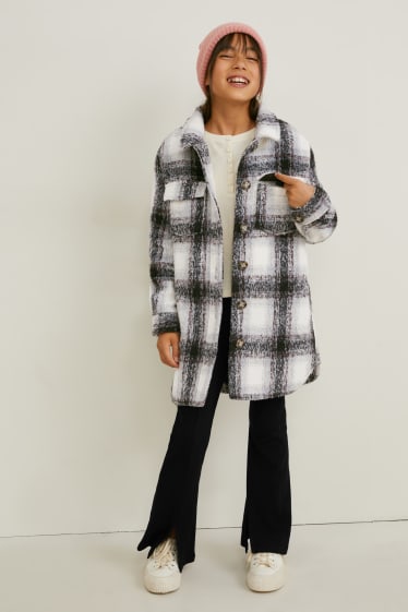 Bambine: - Shacket - a quadretti - nero / grigio