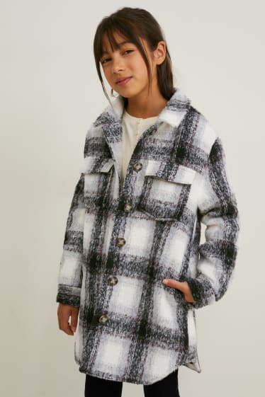 Bambine: - Shacket - a quadretti - nero / grigio