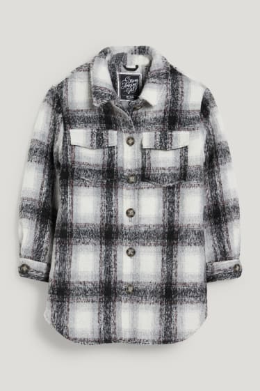 Bambine: - Shacket - a quadretti - nero / grigio