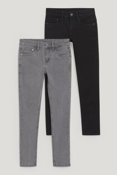 Garçons - Lot de 2 - skinny jean - gris chiné