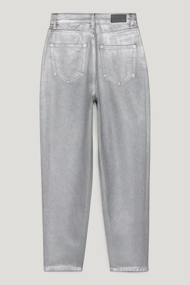 Clockhouse Girls - CLOCKHOUSE - mom jeans - talie înaltă - LYCRA® - argintiu
