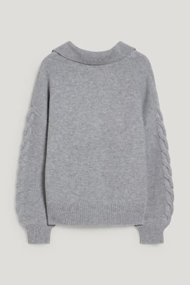 Mujer - Jersey de cachemir - de ochos - gris claro jaspeado