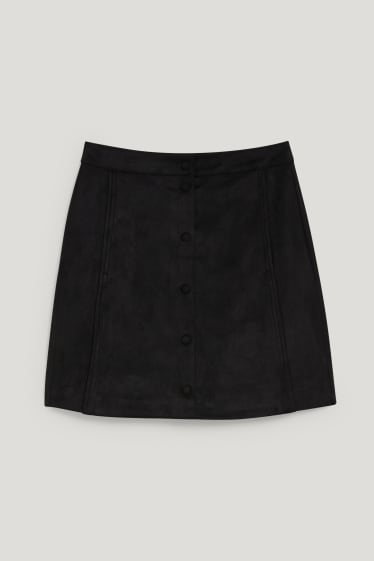 Dames - Minirok - imitatiesuède - zwart