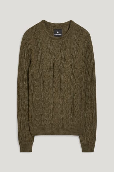 Clockhouse homme - CLOCKHOUSE - pull - motif tressé - vert foncé