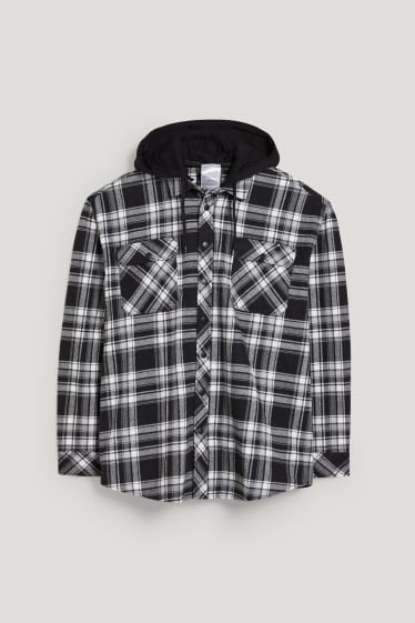Exklusiv Online - CLOCKHOUSE - Hemdjacke mit Kapuze - kariert - schwarz / weiß