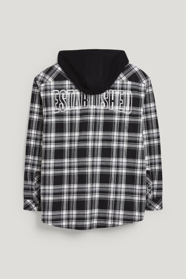 Tylko online - CLOCKHOUSE - kurtka koszulowa z kapturem - w kratę - czarny / biały