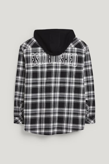 Exklusiv Online - CLOCKHOUSE - Hemdjacke mit Kapuze - kariert - schwarz / weiß