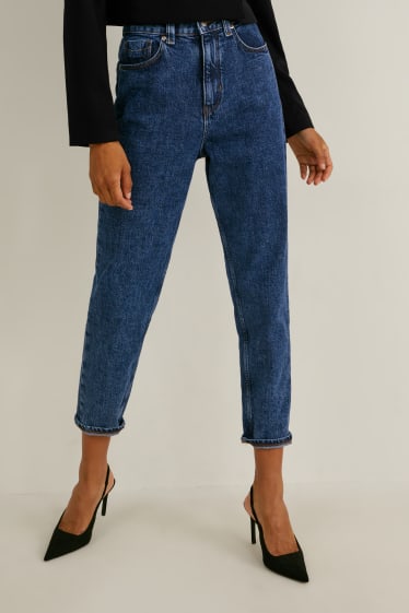 Femei - Mom jeans - talie înaltă - LYCRA® - denim-albastru