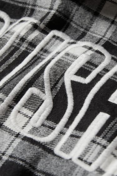 Clockhouse Boys - CLOCKHOUSE - giacca camicia con cappuccio - a quadretti - nero / bianco