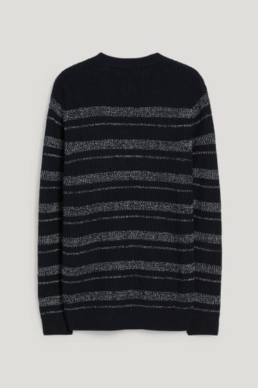 Hommes - Pull - à rayures - noir