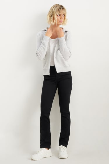Femei - Straight jeans - talie medie - negru