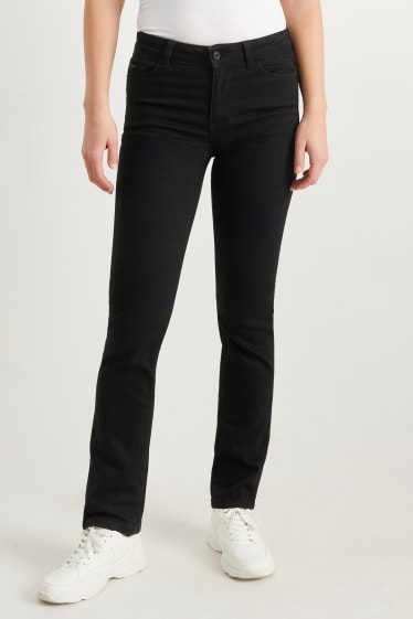 Dámské - Straight jeans - mid waist - černá