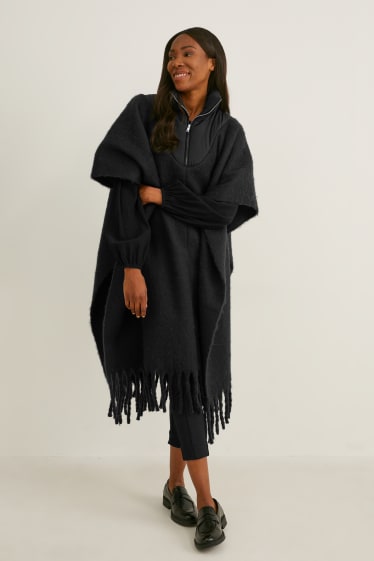 Damen - Poncho - schwarz