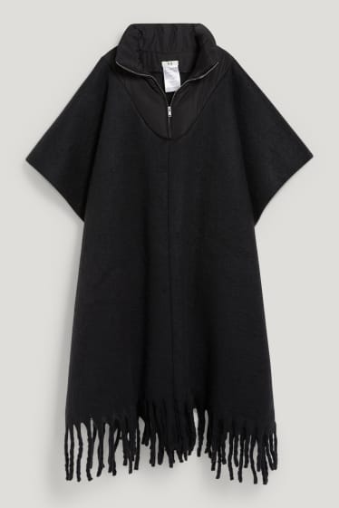 Damen - Poncho - schwarz
