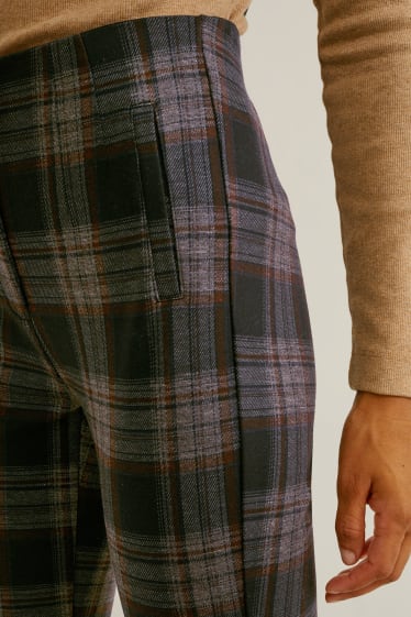 Donna - Pantaloni di jersey - skinny fit - da materiali riciclati - a quadretti - nero / grigio