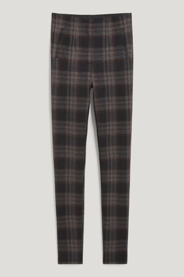 Donna - Pantaloni di jersey - skinny fit - da materiali riciclati - a quadretti - nero / grigio
