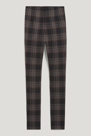 Donna - Pantaloni di jersey - skinny fit - da materiali riciclati - a quadretti - nero / grigio