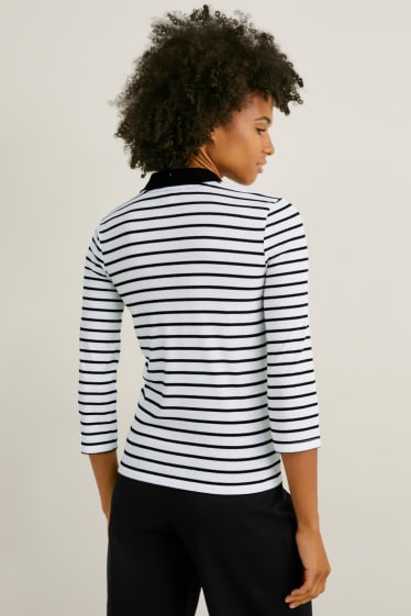 Mujer - Polo - de rayas - blanco / negro