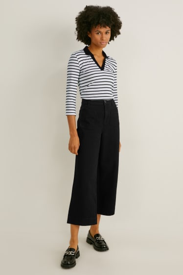Mujer - Polo - de rayas - blanco / negro