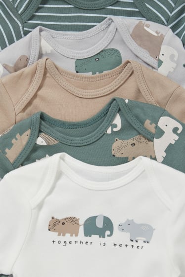 Baby Boys - Wielopak, 5 szt. - body niemowlęce - biały / ciemnozielony