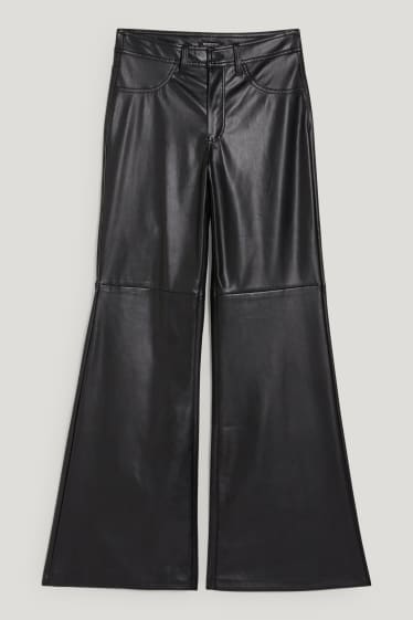 Clockhouse niñas - CLOCKHOUSE - pantalón - high waist - wide leg - polipiel - negro