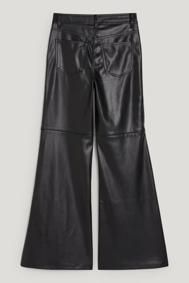 Clockhouse niñas - CLOCKHOUSE - pantalón - high waist - wide leg - polipiel - negro