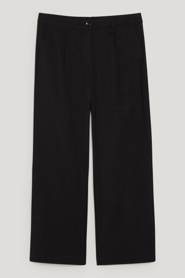 Femmes - Pantalon en toile - high waist - regular fit - matière recyclée - noir