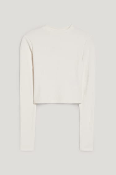 Exclusiu online - CLOCKHOUSE - samarreta crop de màniga llarga - blanc trencat