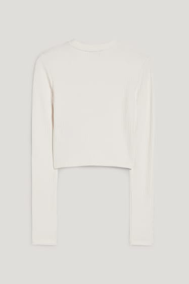 Exclusiu online - CLOCKHOUSE - samarreta crop de màniga llarga - blanc trencat
