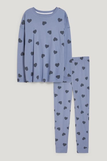 Dames - Pyjama - met patroon - blauw
