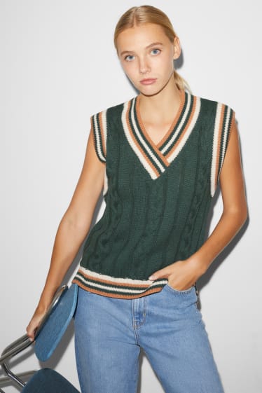Clockhouse Girls - CLOCKHOUSE - gilet in maglia - da materiali riciclati - motivo a treccia - verde