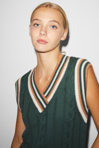 Clockhouse Girls - CLOCKHOUSE - gilet in maglia - da materiali riciclati - motivo a treccia - verde