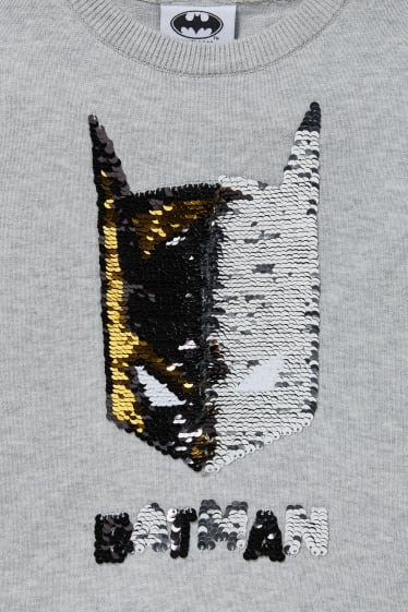 Batolata chlapci - Batman - svetr - s lesklou aplikací - světle šedá-žíhaná