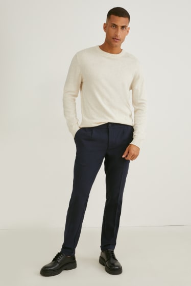 Herren - Chino - Tapered Fit - Flex - 4 Way Stretch - kariert - anthrazit