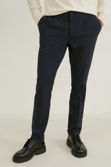 Herren - Chino - Tapered Fit - Flex - 4 Way Stretch - kariert - anthrazit