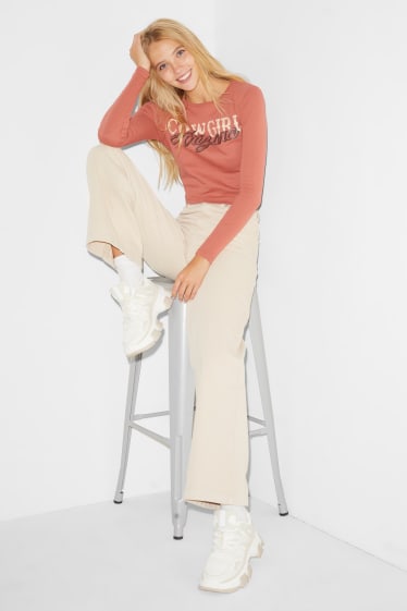 Exclusiu online - CLOCKHOUSE - samarreta crop de màniga llarga - terracota