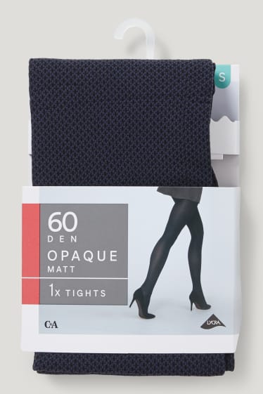 Damen - Feinstrumpfhose - LYCRA® - 60 DEN - blickdicht - gemustert - dunkelblau